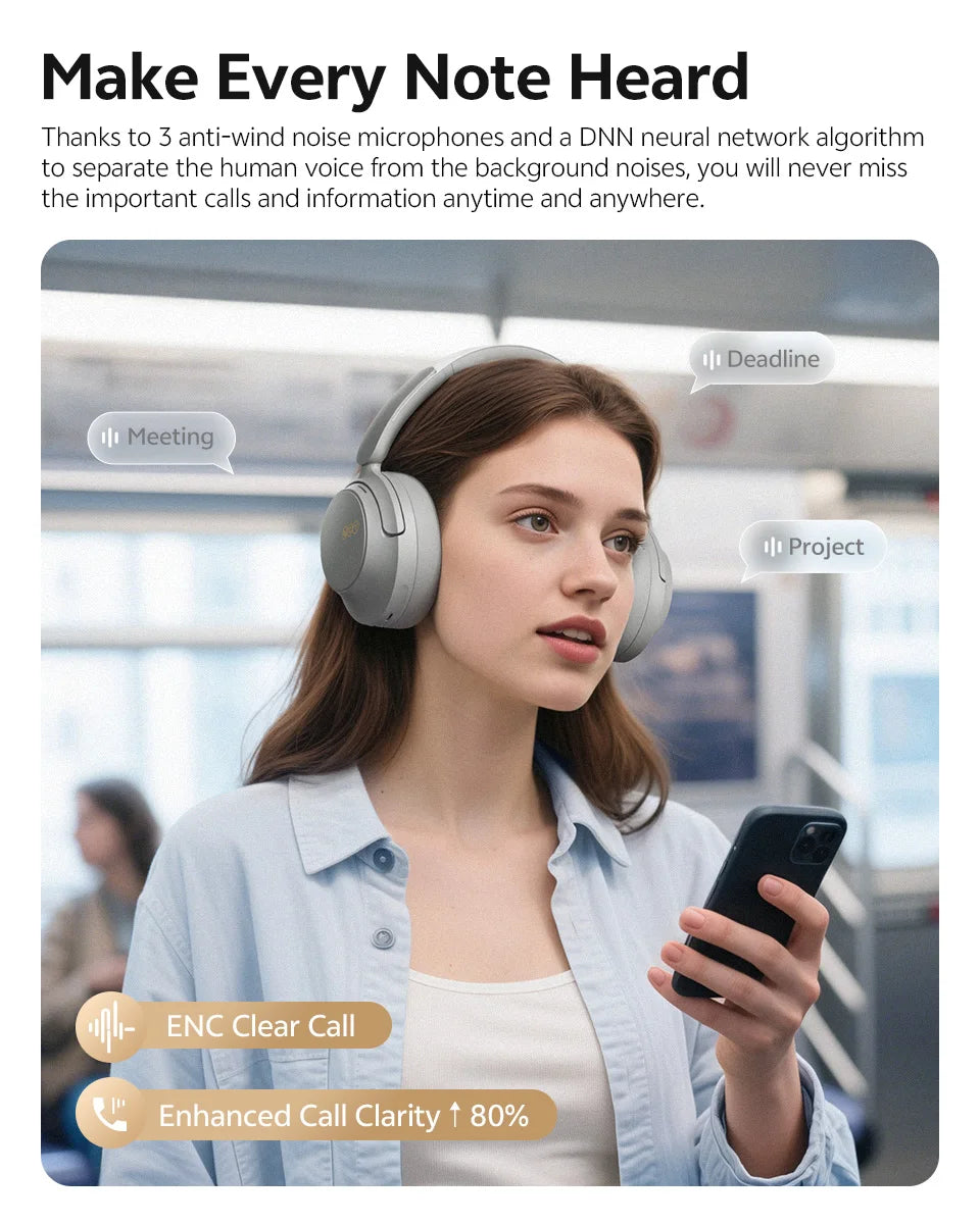 QCY H3S -56dB Adaptive ANC Over Ear Headphone Hi-Res LDAC Spatial Sound Wireless Earphone Bluetooth 6.0 Dual Driver 102H Headset Jetvance