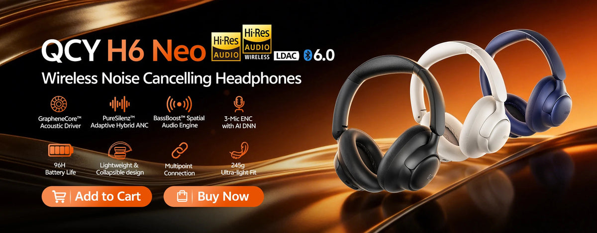 QCY H3S -56dB Adaptive ANC Over Ear Headphone Hi-Res LDAC Spatial Sound Wireless Earphone Bluetooth 6.0 Dual Driver 102H Headset Jetvance
