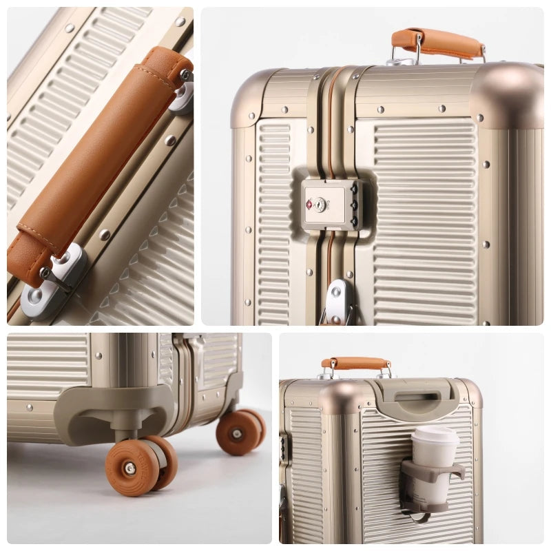 2026 New Suitcase with Aluminum Frame TSA Lock Travel Trolley Case Bag High Quality PC Material Rolling Luggage 20/24/28 inch Jetvance
