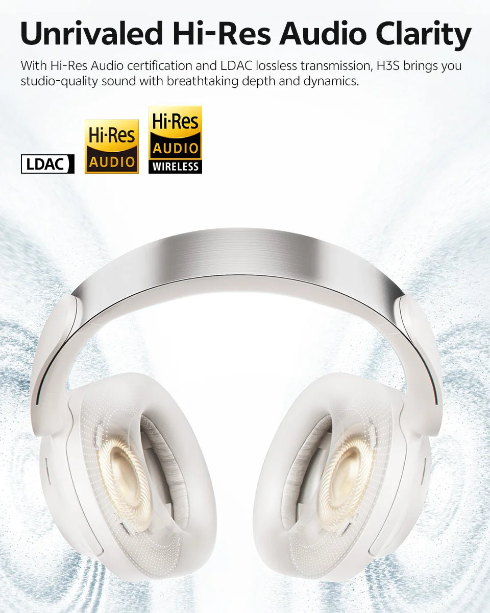 QCY H3S -56dB Adaptive ANC Over Ear Headphone Hi-Res LDAC Spatial Sound Wireless Earphone Bluetooth 6.0 Dual Driver 102H Headset Jetvance