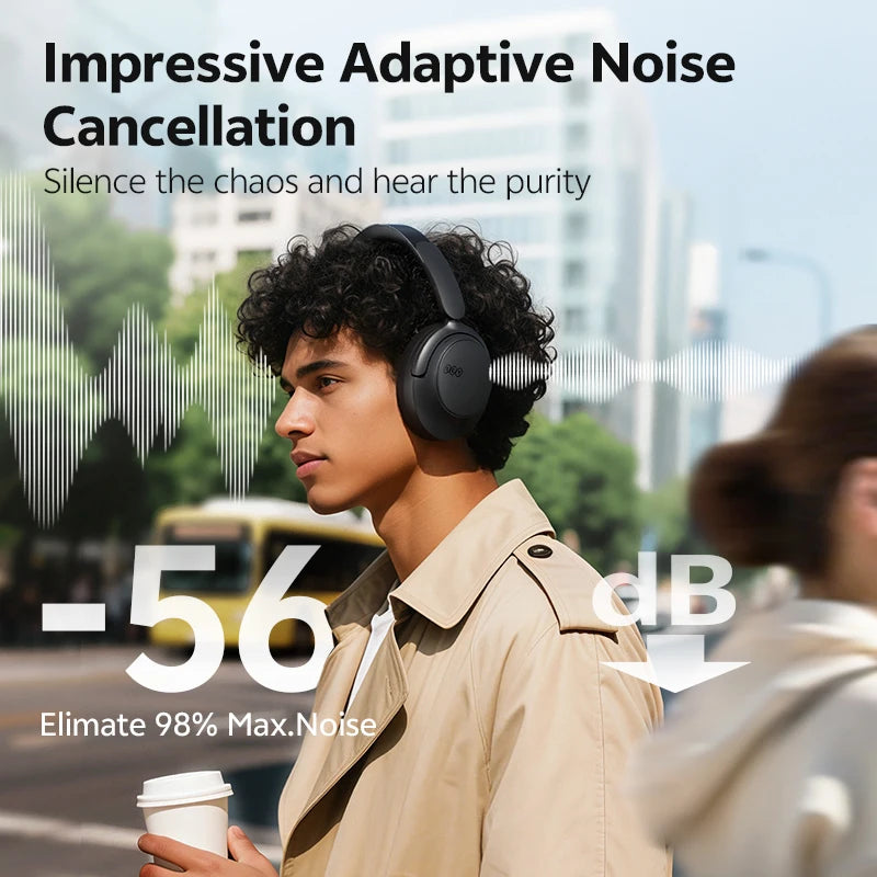 QCY H3S -56dB Adaptive ANC Over Ear Headphone Hi-Res LDAC Spatial Sound Wireless Earphone Bluetooth 6.0 Dual Driver 102H Headset Jetvance