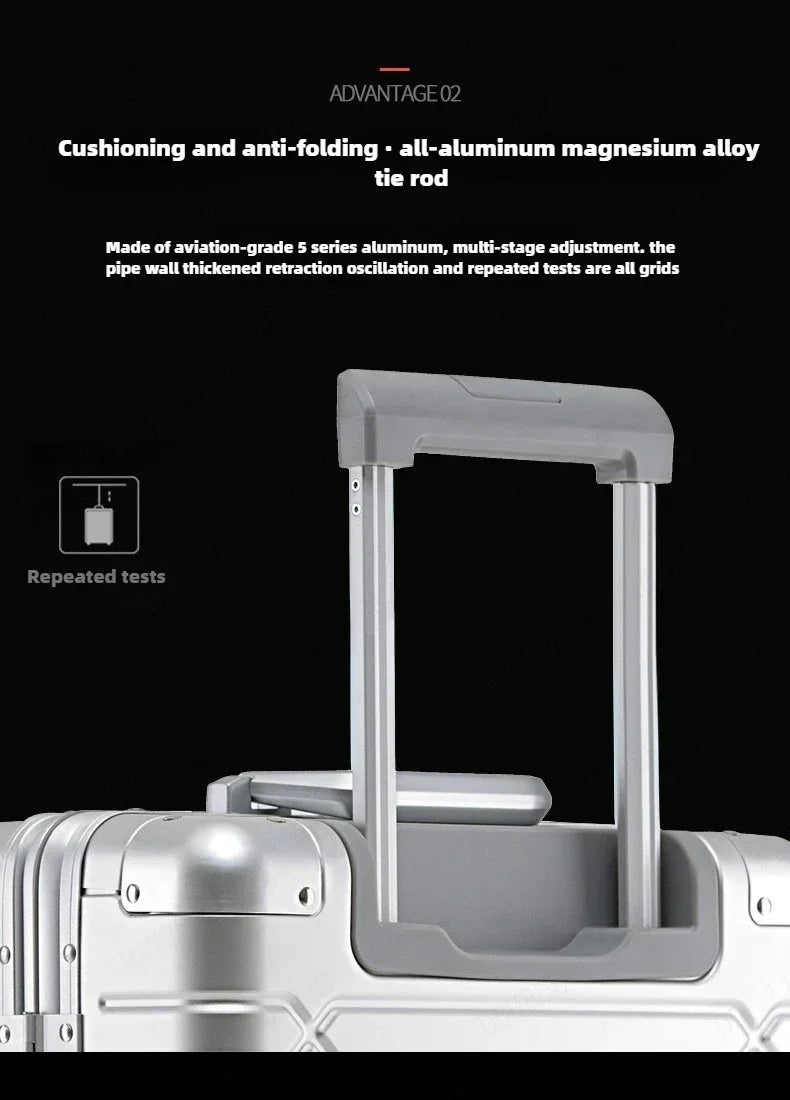 Large Capacity Trolley Suitcase Travel Bag Aluminum-magnesium Alloy Travel Suitcase Business Rolling Luggage Jetvance