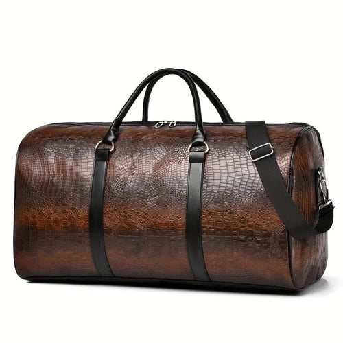 Large Capacity Retro Crocodile-Textured Travel Duffel Bag - Durable Unisex Vacation Luggage,  Versatile Gift for Men & Women Jetvance