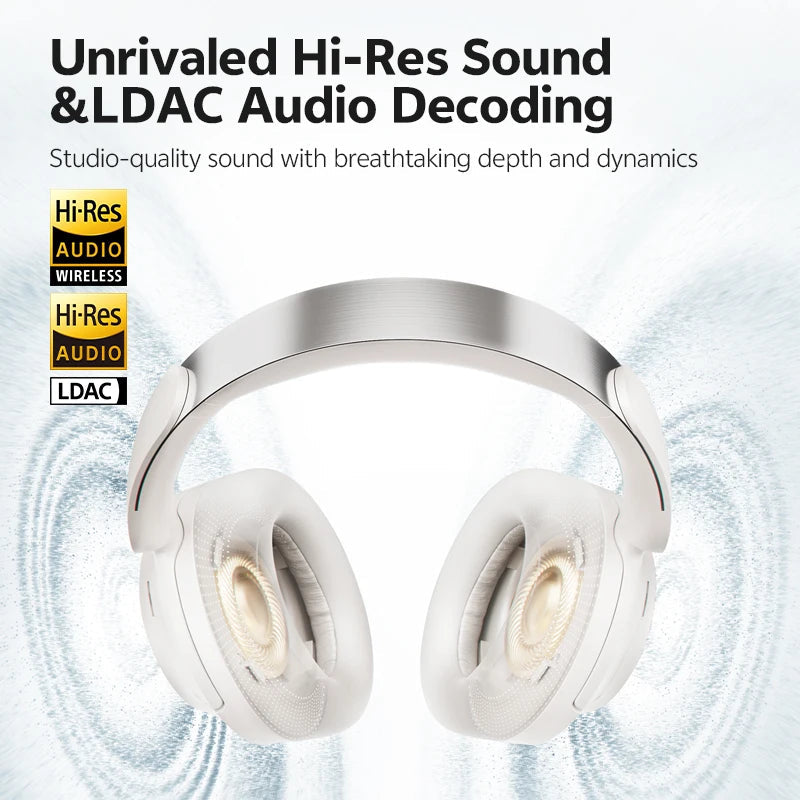 QCY H3S -56dB Adaptive ANC Over Ear Headphone Hi-Res LDAC Spatial Sound Wireless Earphone Bluetooth 6.0 Dual Driver 102H Headset Jetvance