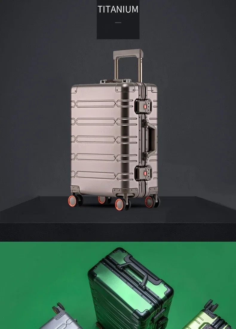Large Capacity Trolley Suitcase Travel Bag Aluminum-magnesium Alloy Travel Suitcase Business Rolling Luggage Jetvance