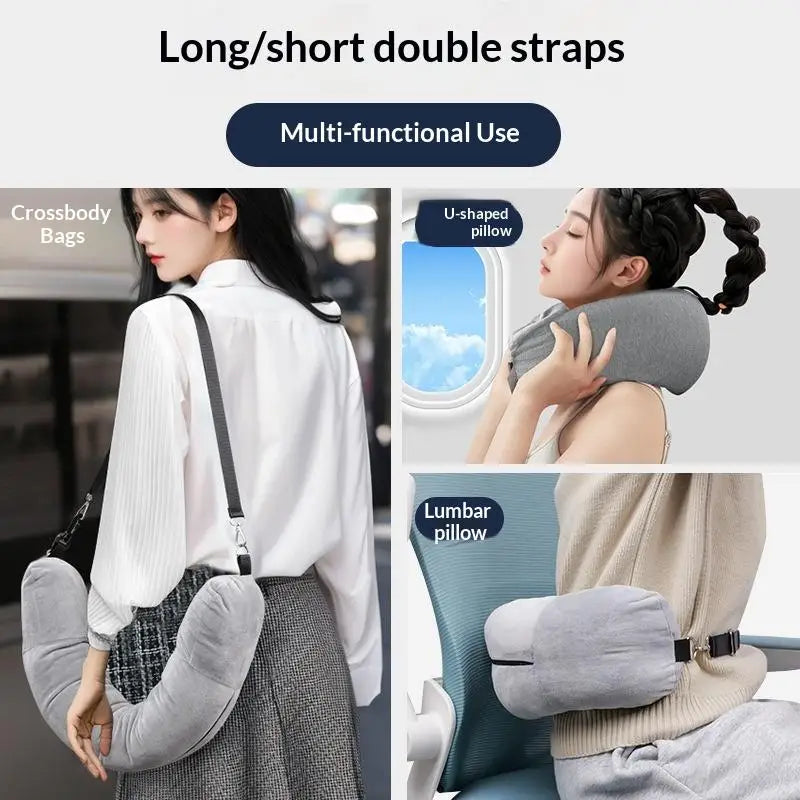 Travel Neck Pillow With Fillable Clothing Storage Bag U-Shaped Pillowcase Crystal Fleece Neck Pillow Cover For Airplane Travel Jetvance