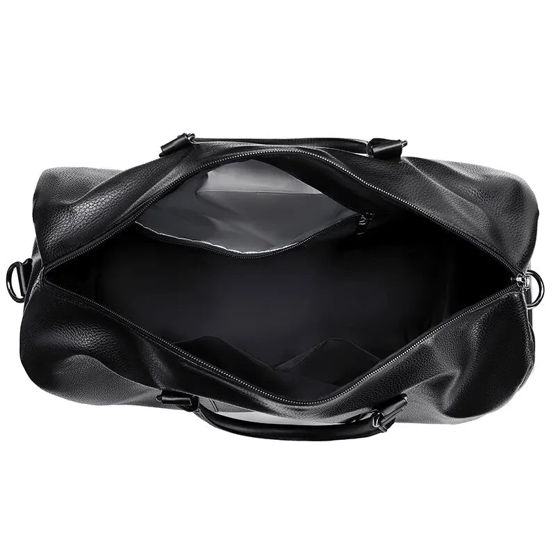 Retro New Short Trip Bag Large Capacity Sports Motorcycle Training Pu Waterproof Leisure Fitness Bag Jetvance