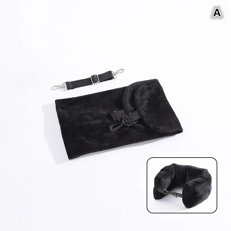 Travel Neck Pillow With Fillable Clothing Storage Bag U-Shaped Pillowcase Crystal Fleece Neck Pillow Cover For Airplane Travel Jetvance