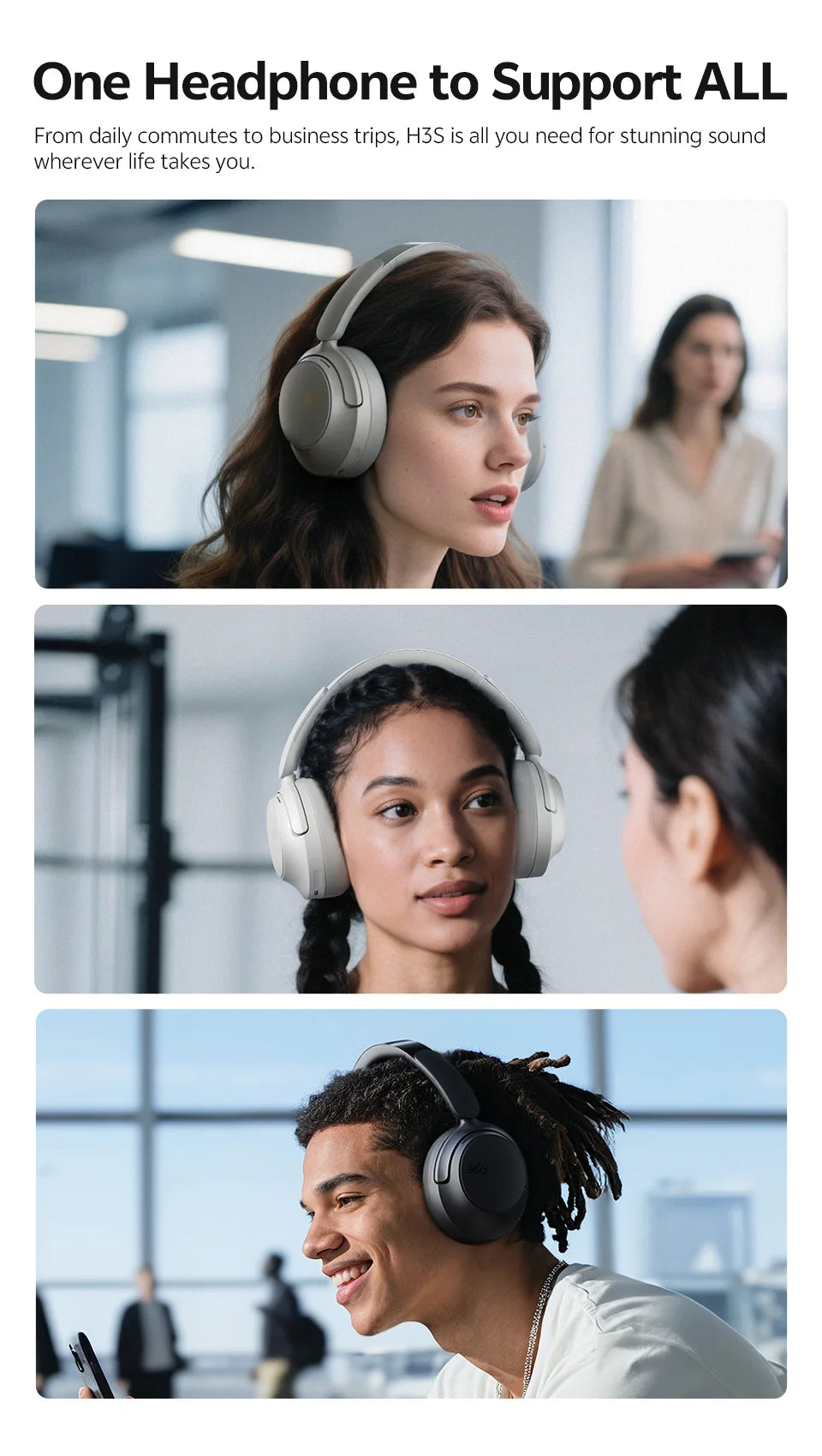 QCY H3S -56dB Adaptive ANC Over Ear Headphone Hi-Res LDAC Spatial Sound Wireless Earphone Bluetooth 6.0 Dual Driver 102H Headset Jetvance