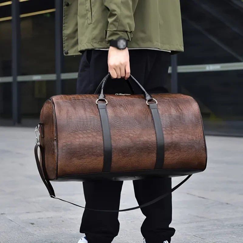 Large Capacity Retro Crocodile-Textured Travel Duffel Bag - Durable Unisex Vacation Luggage,  Versatile Gift for Men & Women Jetvance