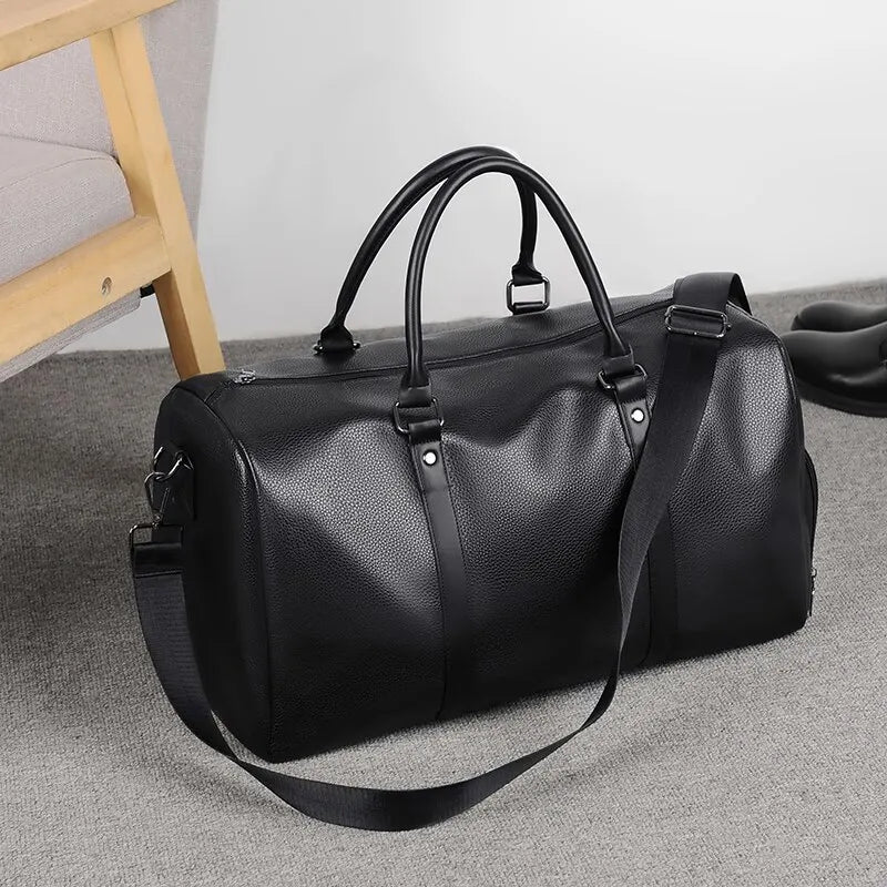 Retro New Short Trip Bag Large Capacity Sports Motorcycle Training Pu Waterproof Leisure Fitness Bag Jetvance
