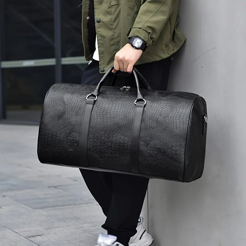 Large Capacity Retro Crocodile-Textured Travel Duffel Bag - Durable Unisex Vacation Luggage,  Versatile Gift for Men & Women Jetvance