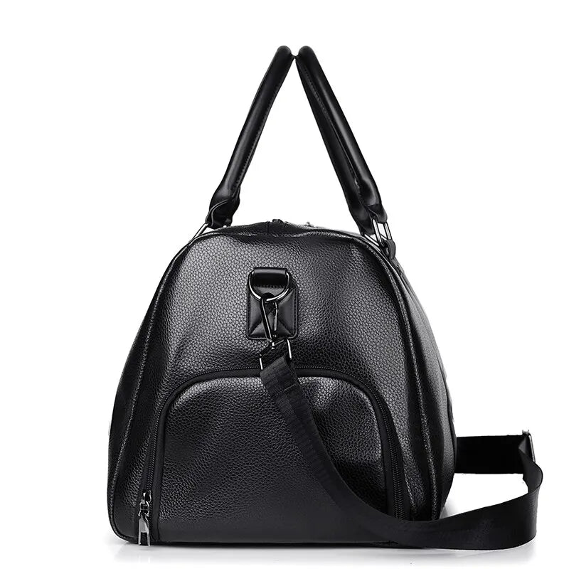 Retro New Short Trip Bag Large Capacity Sports Motorcycle Training Pu Waterproof Leisure Fitness Bag Jetvance